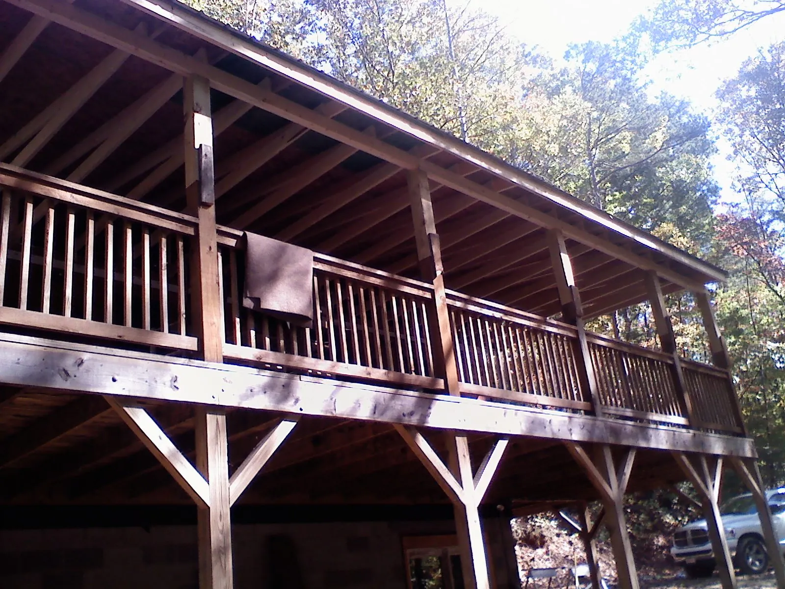 Timber framing under a new elevated porch and deck — Roof Leak Repair in Calumet City by Roofing Brothers
